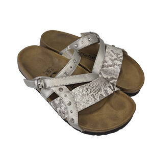 Betula Womens Sandals 6.5M Brown Silver Leather Lagenlook Cottagecore Beach Boho